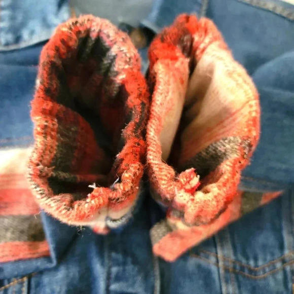 BKE Buckle Brushed Wool Blend Plaid Denim Jacket Sz S - Picture 10 of 11